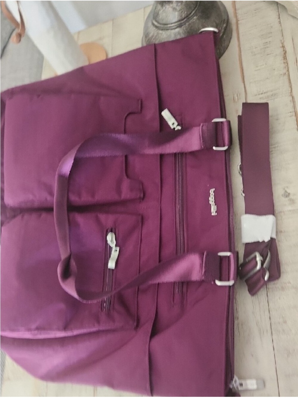 Baggallini Plum Zippered Organizer Tote - Picture 4 of 6